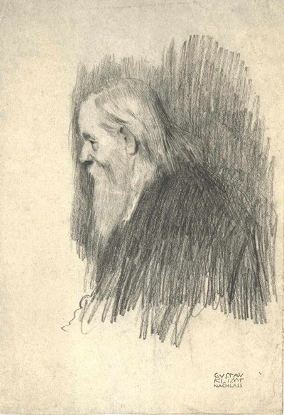Bust of an Old Man in Profile Facing Right by Gustav Klimt